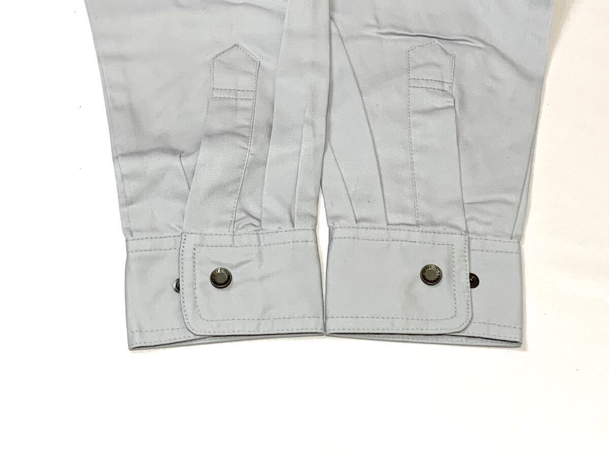 (未使用) AITOZ // 形態安定 長袖 刺繍 スナップボタン ワークシャツ (シルバーグレー)サイズ Lの画像5