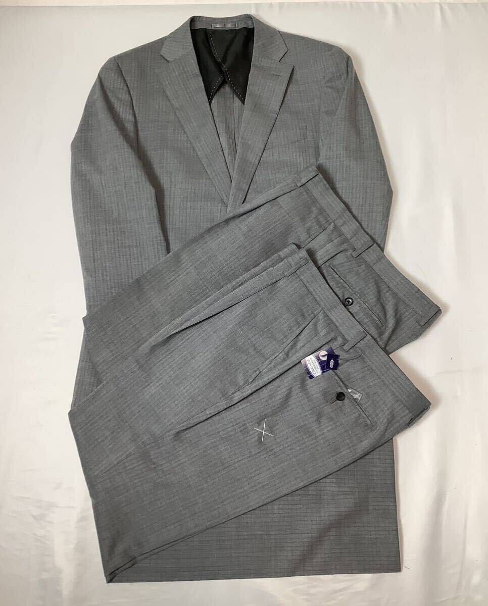 TOPVALU // 背抜き 長袖 ストライプ柄 ウォッシャブル ツーパンツ シングル スーツ (グレー系) サイズ 98AB6 (L)_画像10