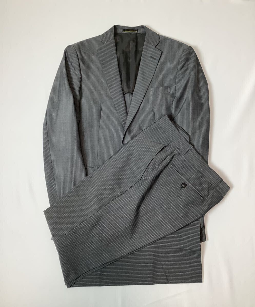 全日本紳士服産業協議会 // 背抜き 長袖 ストライプ柄 シングル スーツ 薄手 (グレー系) サイズ 90Y4 (M)_画像7