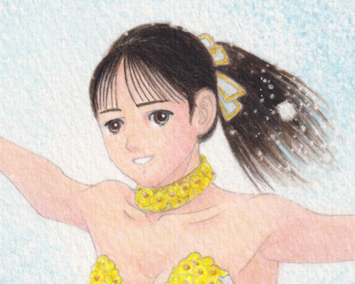  Mai . hand-drawn illustrations . made .#530 Golden *bla Sam figure skating Leotard 