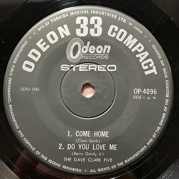 The Dave Clark Five デイヴ・クラーク・ファイヴ / Come Home [Odeon OP-4096] 国内盤 日本盤 コンパクト 7 Stereo_画像6