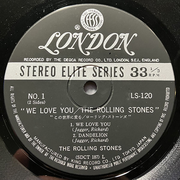 The Rolling Stones / We Love You この世界に愛を [London Records LS 120] 国内盤 日本盤 7インチ ステレオエリートシリーズ_画像7