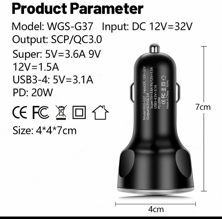  car fast charger cigar socket charge 15.5W3.1A USB3.1A×4 place USB Type-C×1 place white free shipping!