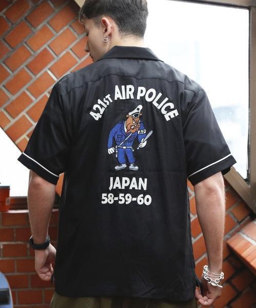 HOUSTON ヒューストン ボーリングシャツ AIR POLICE BK-M