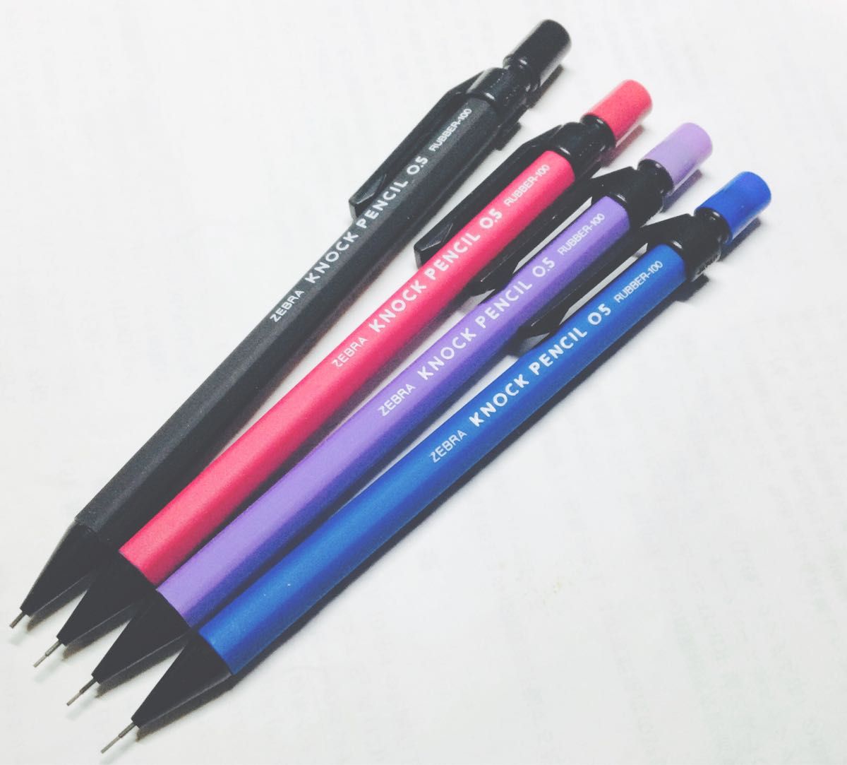 昭和レトロ　ゼブラ　ノックペンシル　KNOCK PENCIL 05 RUBBER-100  4色セット