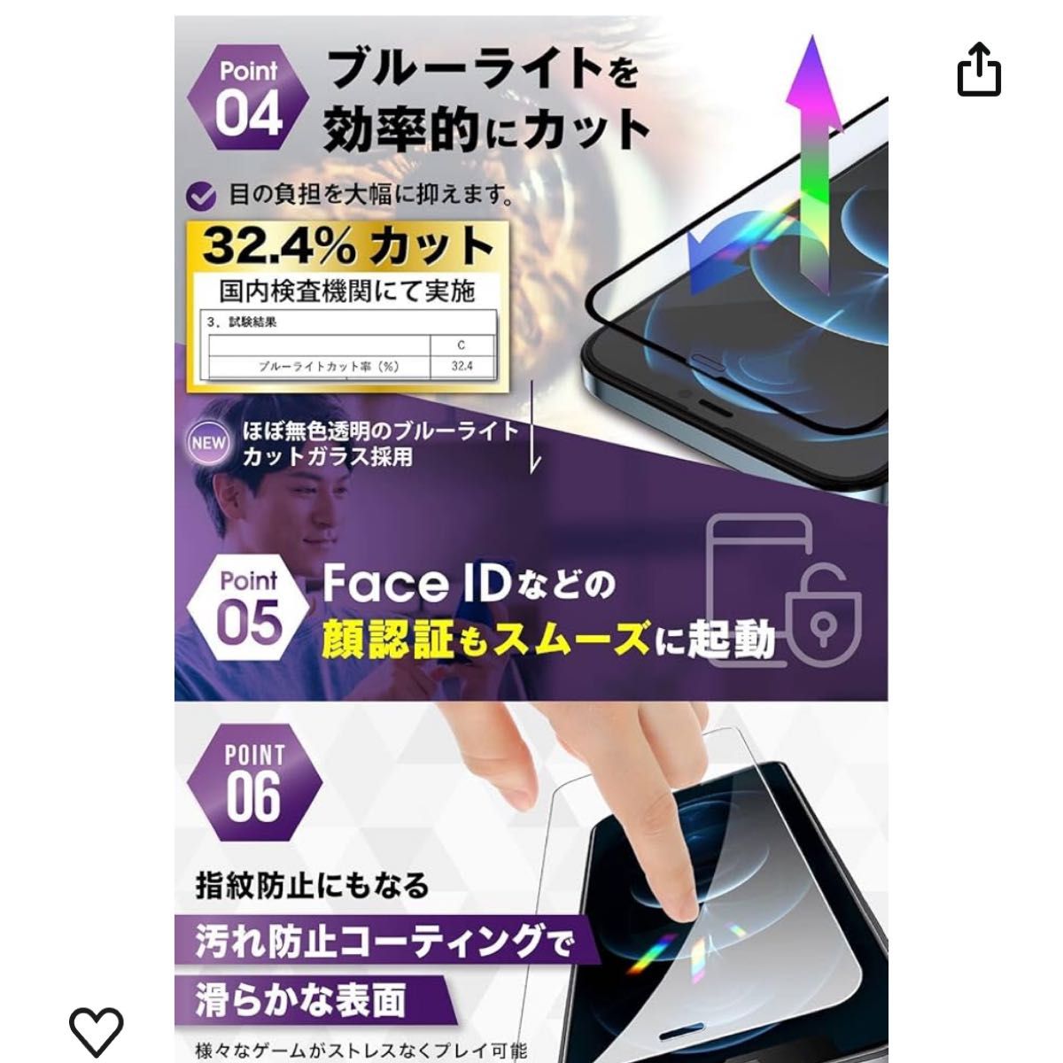 iPhone14 フィルム　 ブルーライトカット　1回分