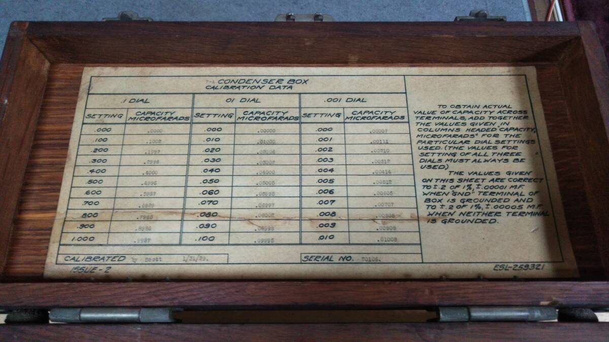 ウエスタンエレクトリック コンデンサーボックス Western Electric 7-A CONDENSER BOX　動作未確認　_画像5