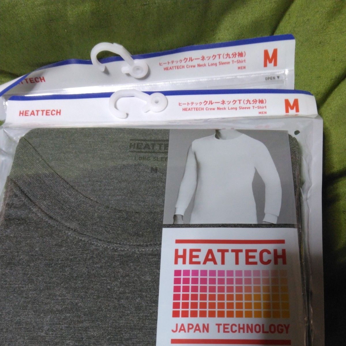 ユニクロ ヒートテック クルーネックTシャツ ダークグレー九分袖二枚 インナー 九分袖 HEATTECH ダークグレー