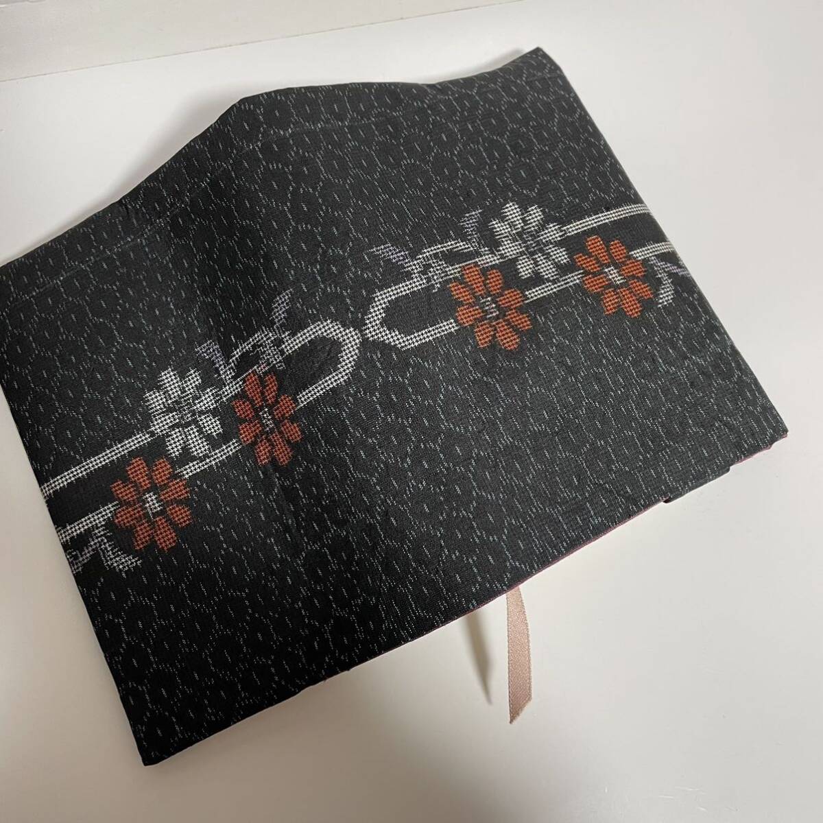 * book cover * library book@ size * silk genuine . mountain Ooshima pongee .. flower writing!