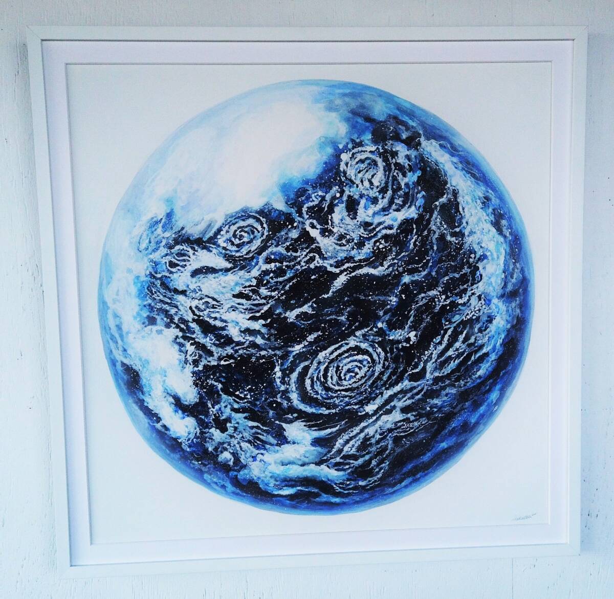 現代水墨画家　絵師白道「Blue Earth Dragon」２（直筆作品）｛直筆証明書付｝　現代アート　Hakudouroom　龍　絵　絵画