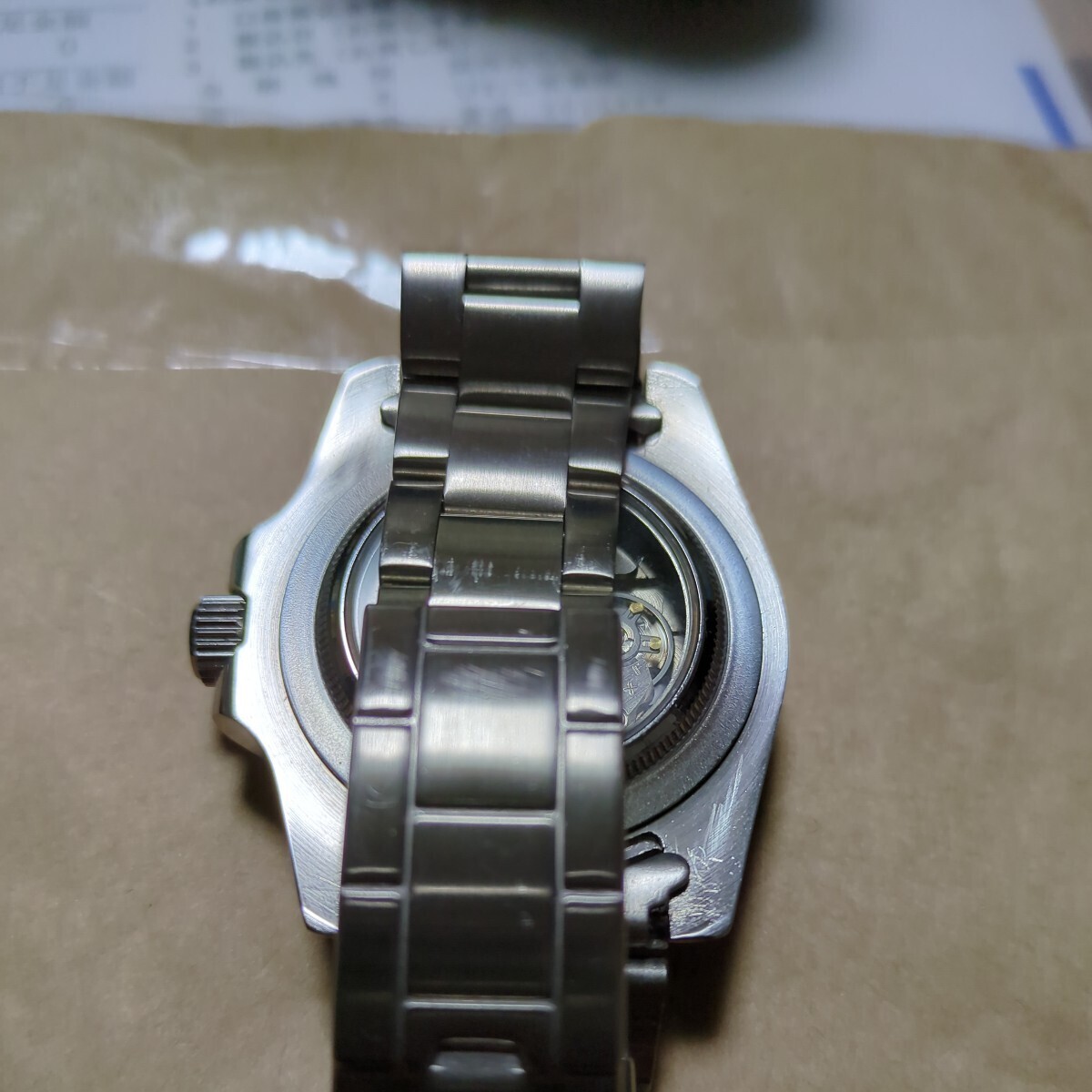 【セイコ−】NH35Aベンツ針RED秒針カスタム ブラック オートマティック 腕時計_画像8