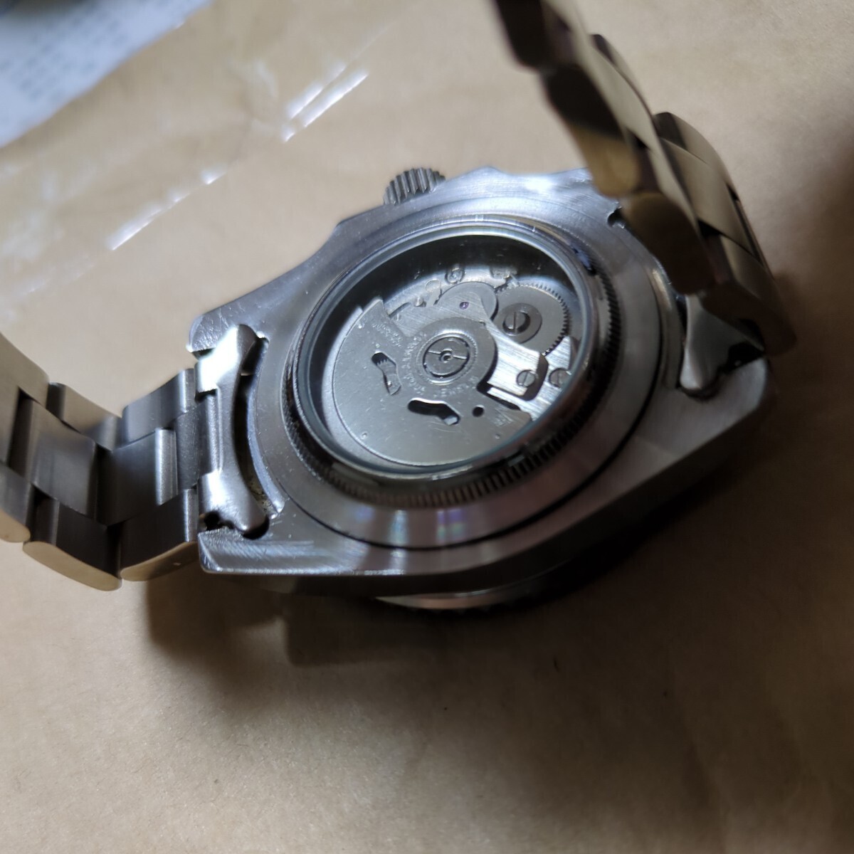 【セイコ−】NH35Aベンツ針RED秒針カスタム ブラック オートマティック 腕時計_画像6