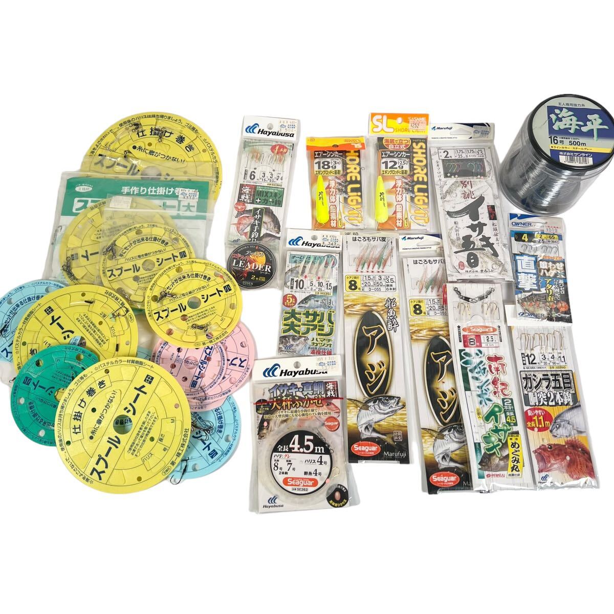 【1円スタート】釣り針 釣り糸　まとめ売り 仕掛け ハヤブサ ササメ MARUFUJI HARIMITRU 等 色々 現状品_画像1