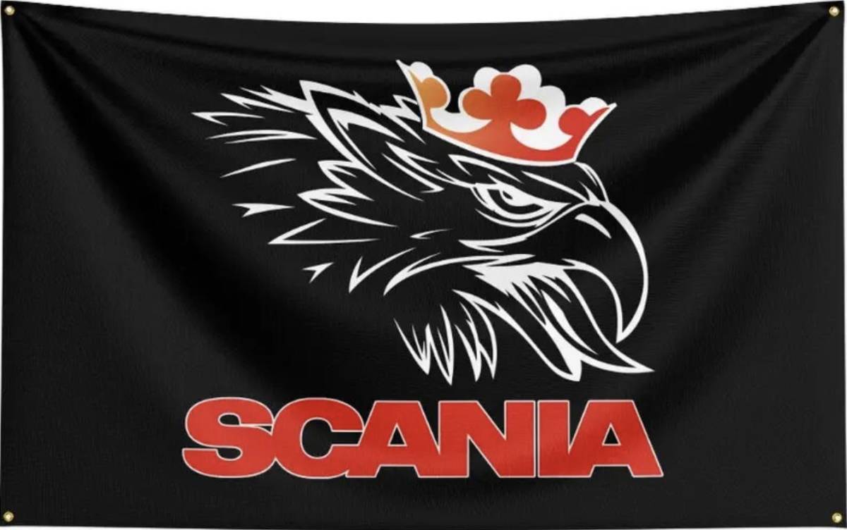 スカニア フラッグ ブラック SCANIA イーグル 右 レッド文字 送料無料_画像1