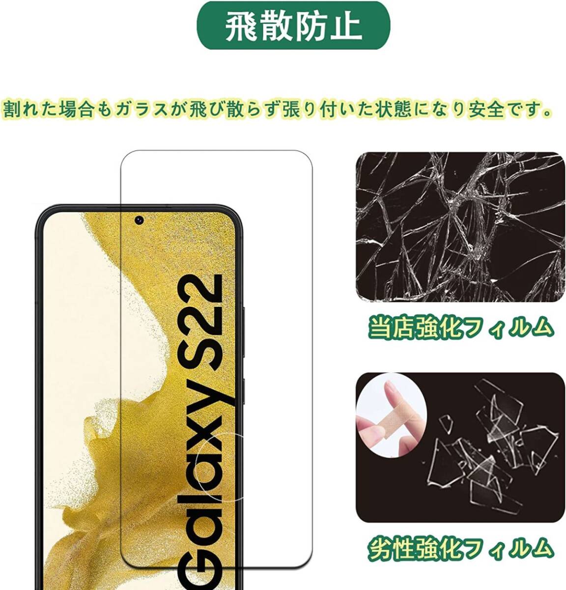 3枚組 Galaxy S22 ガラスフィルム 即購入OK 平面保護 S22 末端接着のみ 破損保障あり ギャラクシーエス22 paypay