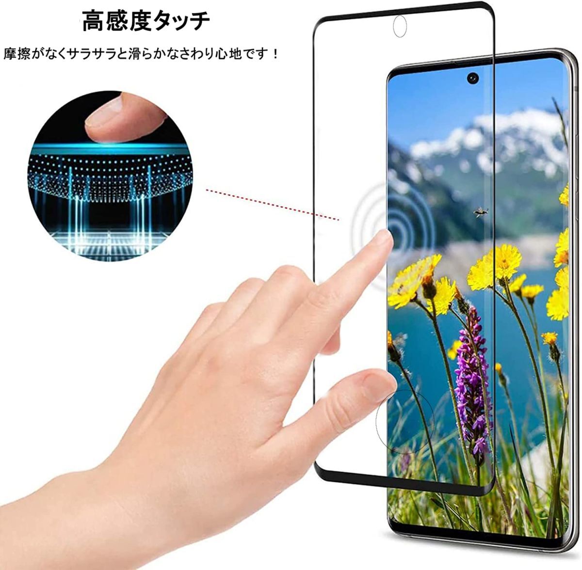 3枚組 Galaxy S21+ ガラスフィルム ブラック 平面保護 末端接着 samsung galaxyS21plus サムスンギャラクシーS21プラス 破損保障あり_画像2