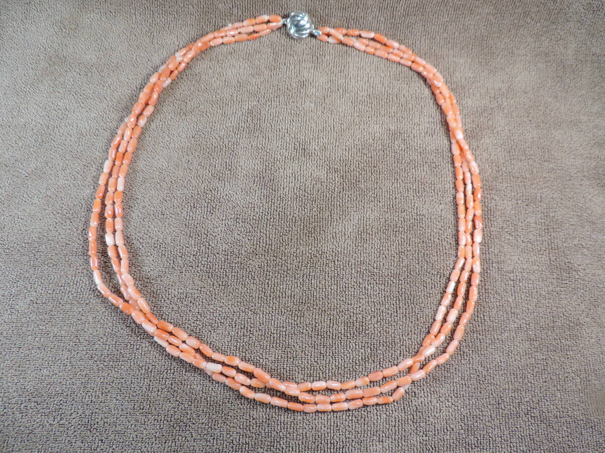 [ price cut negotiations possible ] unused * beautiful goods *3 ream book@.. necklace * coral * approximately :3 millimeter sphere * length approximately :550 millimeter *28.10g* lady's 