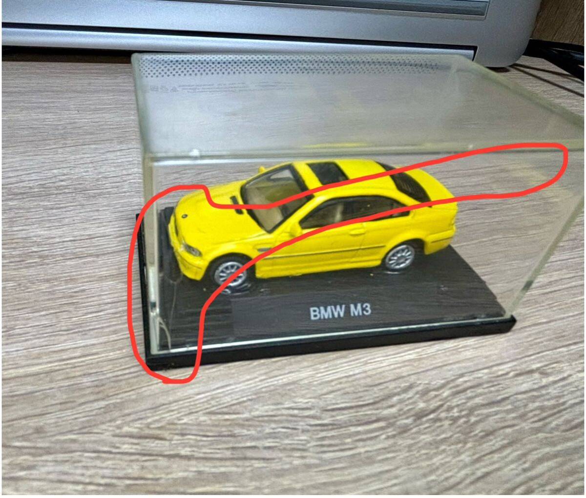 BMW M3 BL32 ミニカー クーペ 名車 コレクション ケース付 模型 イエロー 黄色 ケース割有_画像9
