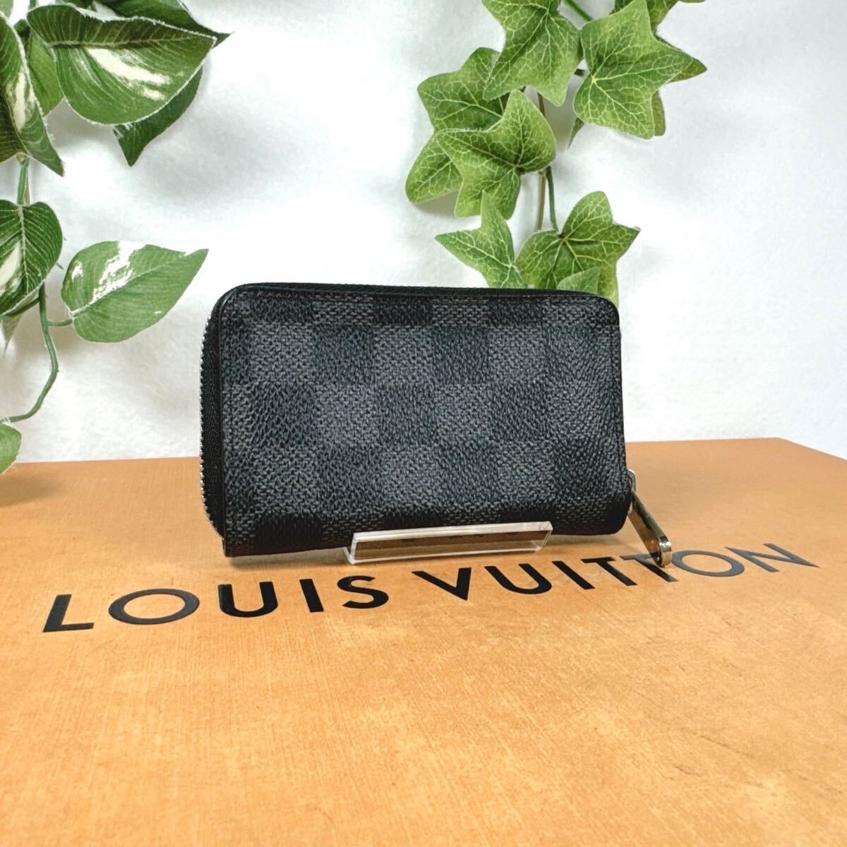 1円 ルイヴィトン LOUIS VUITTON ダミエ グラフィット 小銭入れ コインパース ラウンドファスナー N63076 シリアルナンバーMI4171_画像2