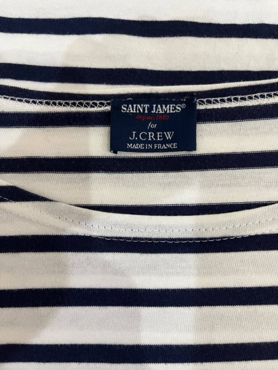 セントジェームス×J CREW Wネームドロップショルダーボーダー長袖 カットソーXSネイビー_画像6