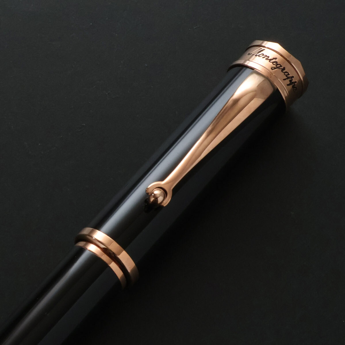 9102* Montegrappa * fountain pen * regular price 41,800 jpy *du car re* black & pink gold * Precious resin *Montegrappa Italy made * new goods 