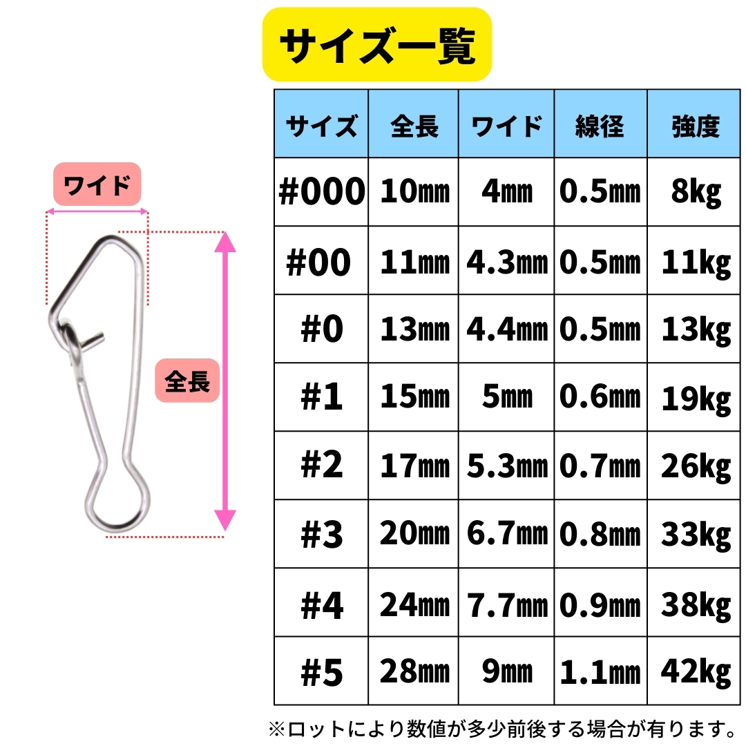 【送料84円】ステンレス製 フックドスナップ ＃000 50個セット インタースナップ ルアー釣り エギング かんたん開閉 すり抜け抜群！の画像2