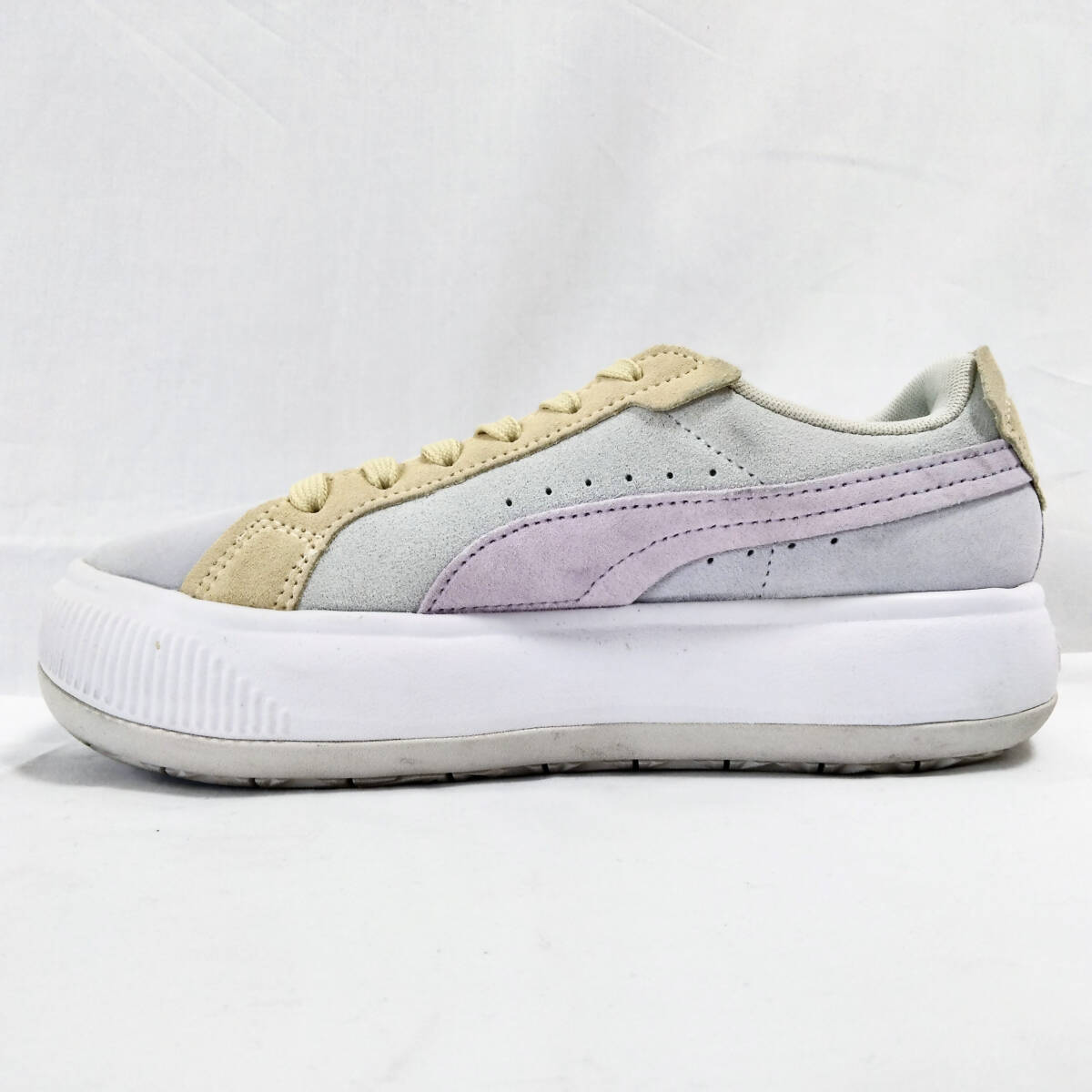  превосходный товар *PUMA*22.5cm толщина низ спортивные туфли Puma замша mayu low Mix wi мужской женский серый фиолетовый low cut спортивные туфли M022