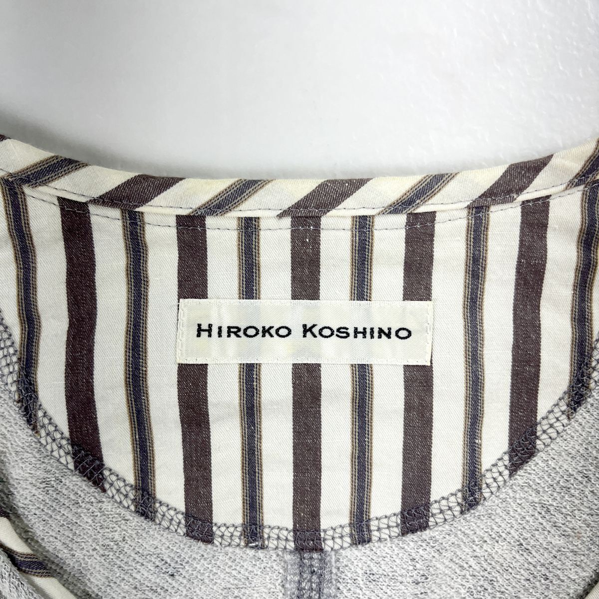 HIROKO KOSHINO ヒロココシノ メランジ 丸襟長袖カーディガン トップス レディース グレー サイズ38*NC162の画像5