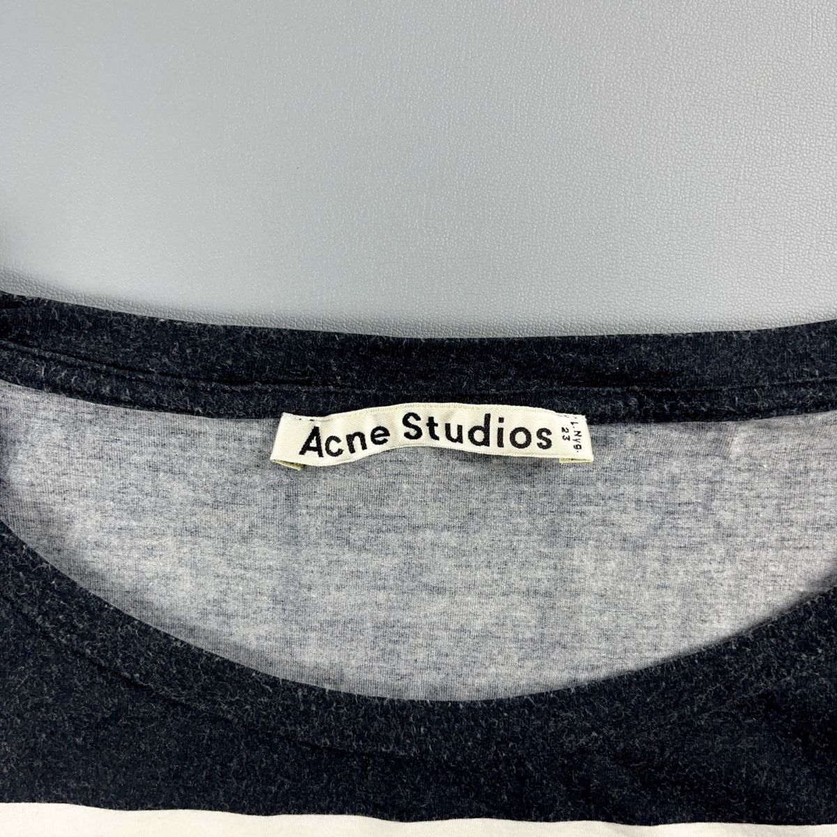 Acne Studios トゥモローランド ボーダー クルーネック 半袖Tシャツ カットソー トップス メンズ 白黒 サイズXXS*MC448_画像5