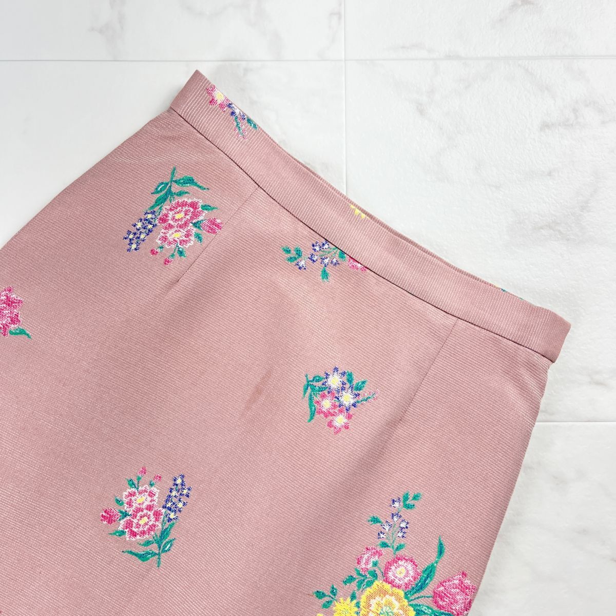 KEITAMARUYAMA Keita Maruyama цветочный принт юбка-трапеция боковой Zip колени длина подкладка есть розовый размер 2*MC1196