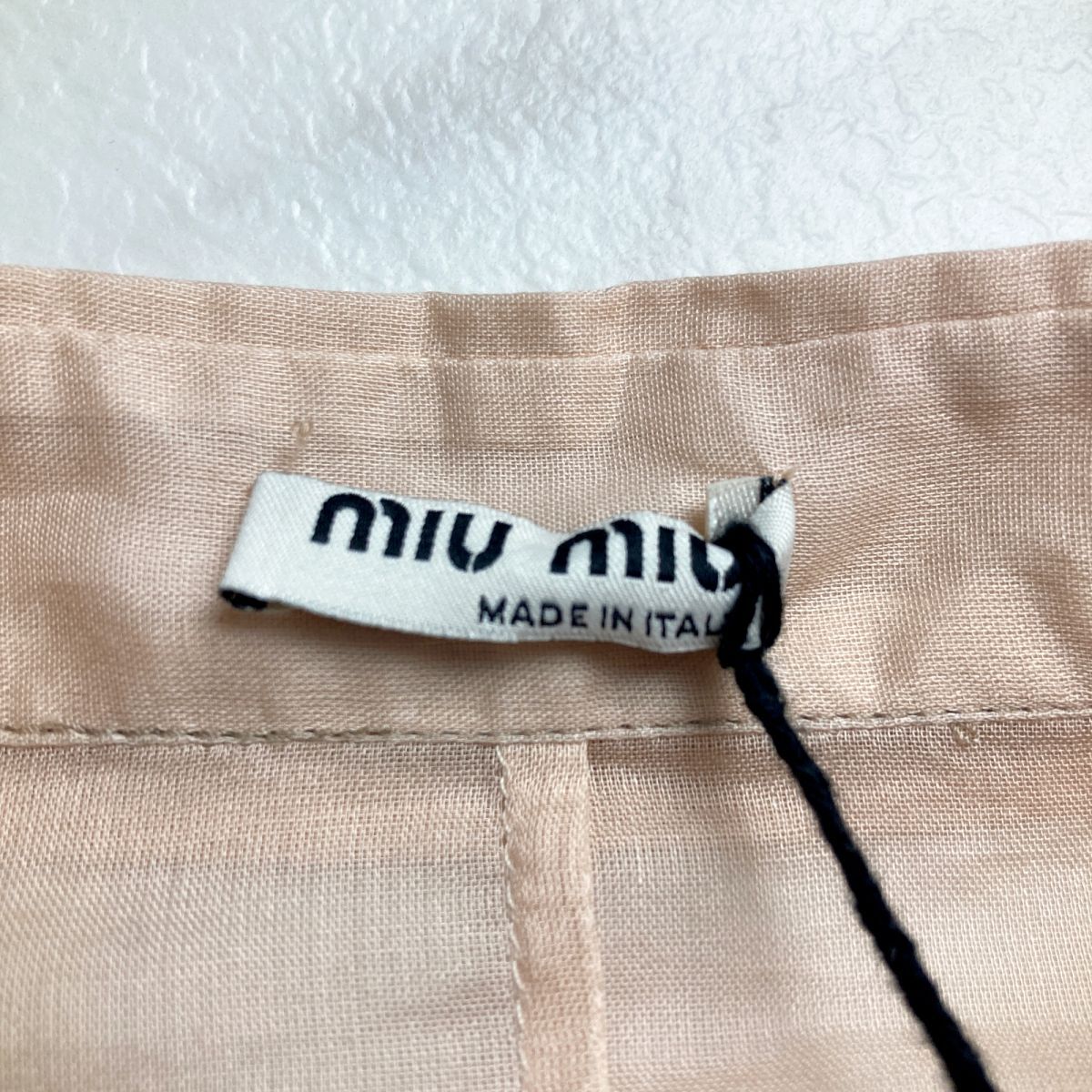 MIU MIU ミュウミュウ コットン100% フロントフリル 襟付き長袖ブラウスシャツ トップス レディース ピンク サイズ38*MC527_画像6