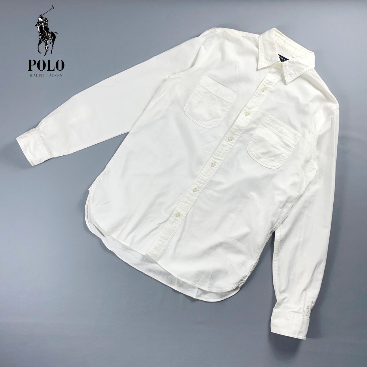美品 POLO RALPH LAUREN ポロラルフローレン コットンシャツ トップス メンズ 白 ホワイト サイズS*NC707