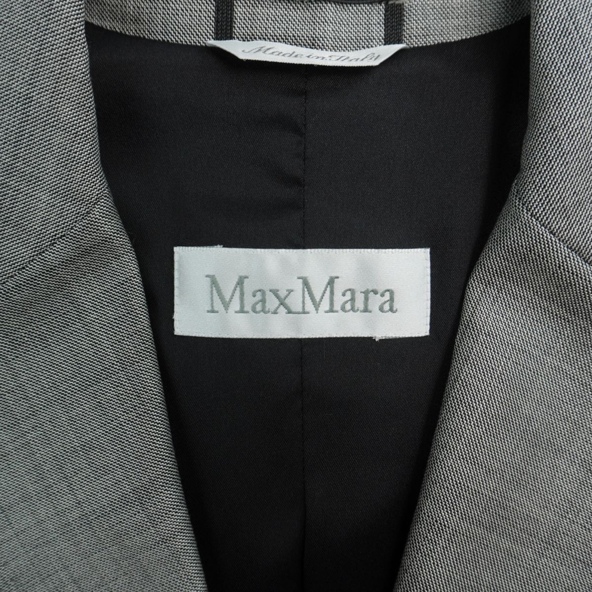 美品 Max Mara マックスマーラ ウール混 スカートセットアップ テーラードジャケット 膝丈 スーツ 総裏 レディース グレー サイズ44*NC1306の画像9