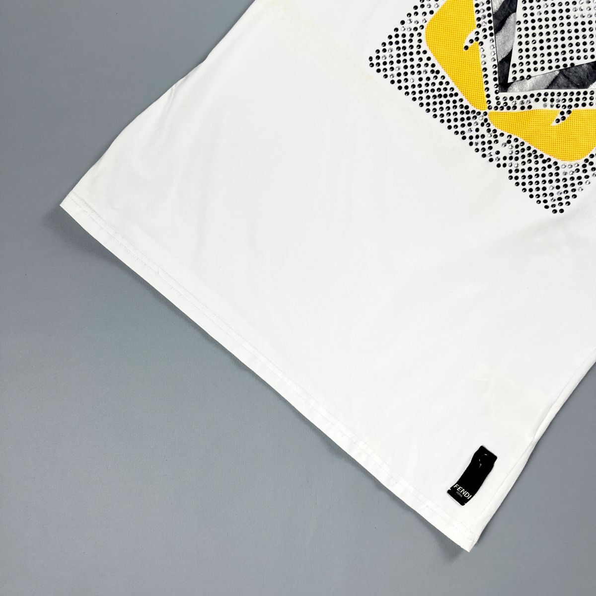 FENDI フェンディ イタリア製 ラインストーン デザインTシャツ 半袖カットソー トップス メンズ 白 ホワイト サイズM*NC332_画像3