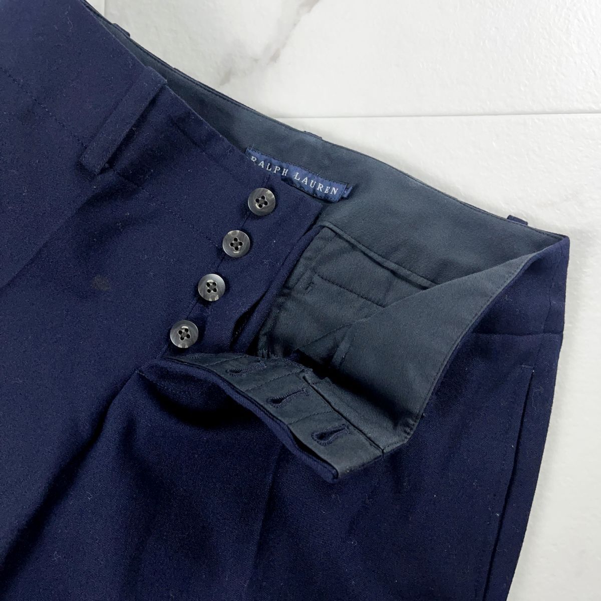RALPH LAUREN Ralph Lauren центральный Press шерсть шорты низ женский темно-синий темно-синий размер 7*NC105