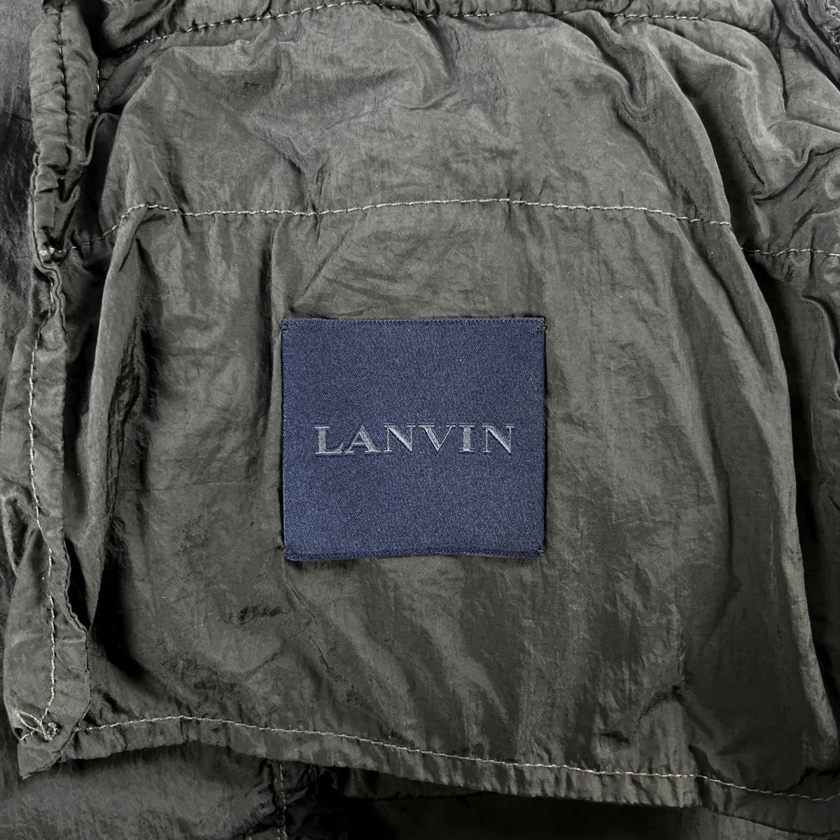 LANVIN ランバン イタリア製 二重襟 コットン 長袖ジャケットカーディガン トップス メンズ チャコールグレー サイズ44*NC109_画像6