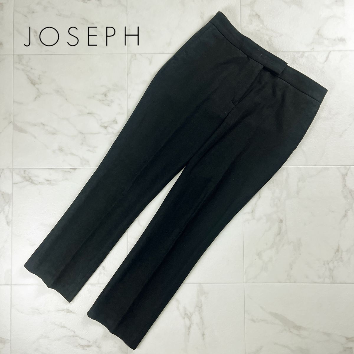 美品 JOSEPH ジョゼフ センタープレステーパードパンツ ボトムス レディース 黒 ブラック サイズ34*NC791_画像1