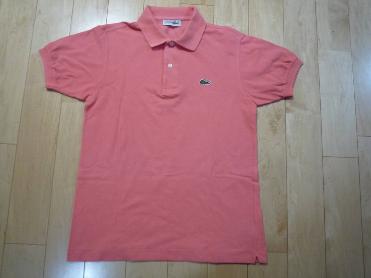 CHEMISE LACOSTE（ケミス・ラコステ）L1212・半袖ポロシャツ☆鹿の子☆サーモンピンク☆3（M）☆ビンテージ・昭和レトロ・古着の画像1