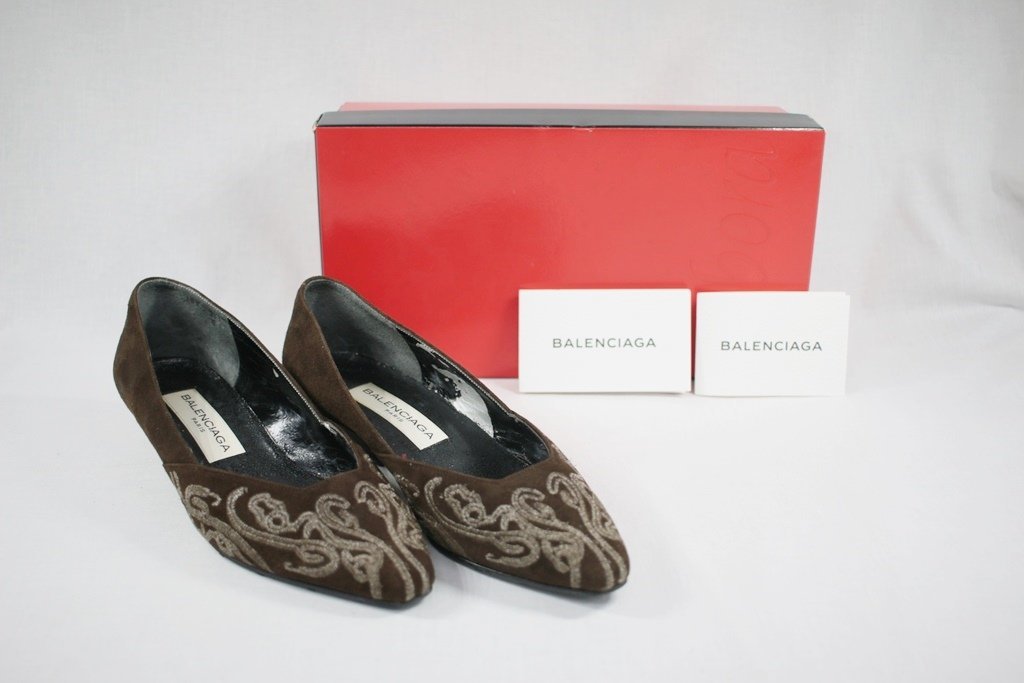 ◎ 中古品 Balenciaga バレンシアガ パンプス ブラウン 茶 レディース 靴 ヒール h_bの画像1