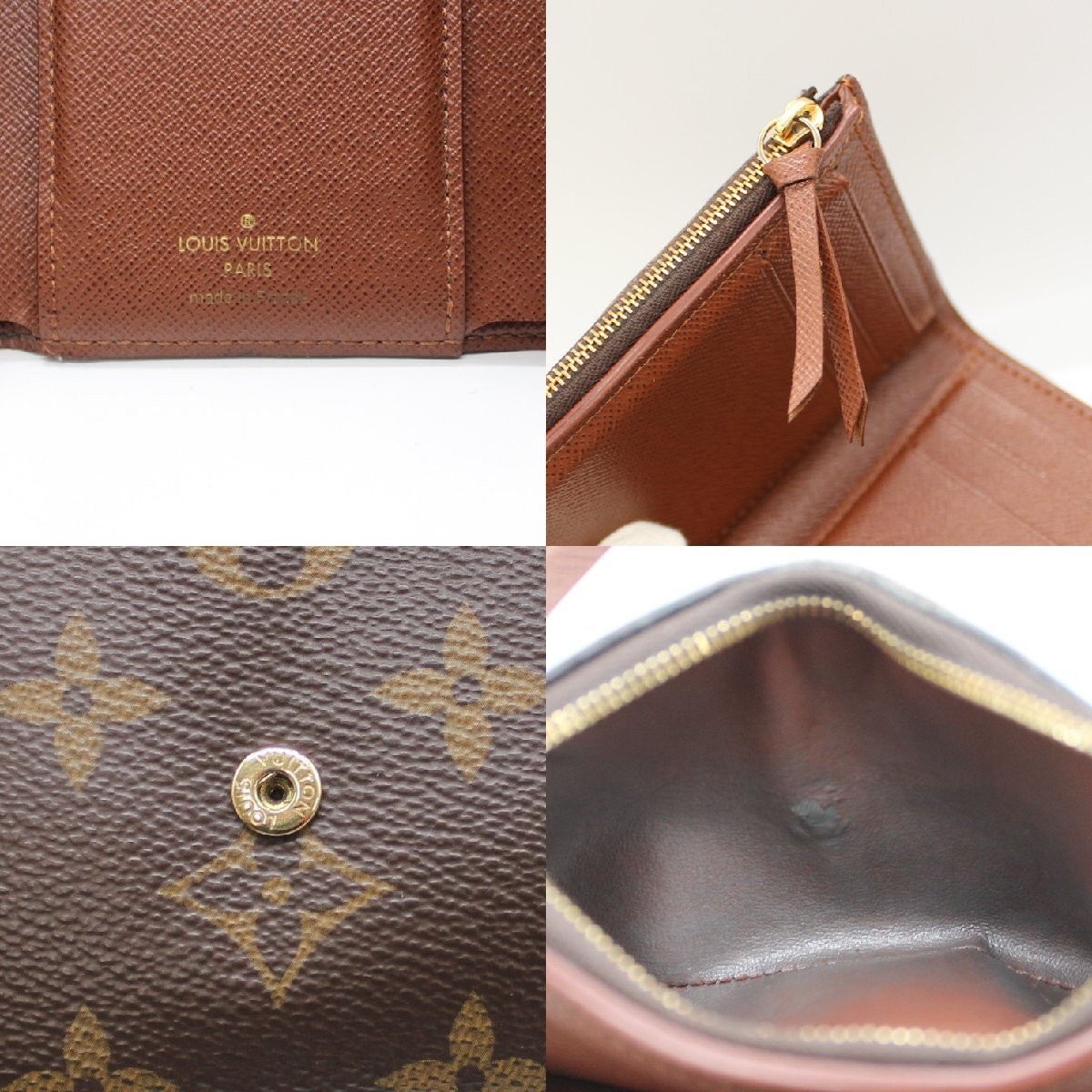 LOUIS VUITTON ルイヴィトン モノグラム ポルトフォイユ・ヴィクトリーヌ M62472 三つ折り財布 ダメージあり 中古品 m_b(j) m24-35628の画像9