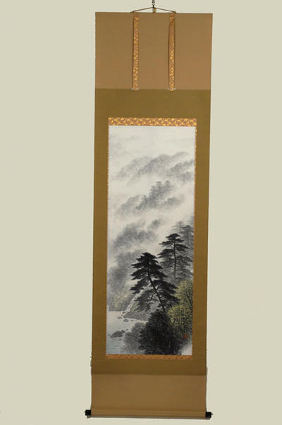 石田晃谿　彩色（淡彩）山水 真筆肉筆画_画像1