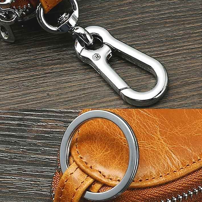  key case men's lady's original leather smart key key holder key chain change purse .7988359 dark brown new goods 