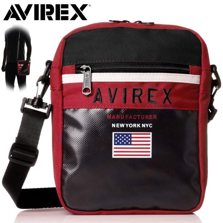 AVIREX ショルダーバッグ サコッシュ メンズ 7987212 アヴィレックス ブランド 正規品 アビレックス AX2004 アカ 新品 1円 スタートの画像1
