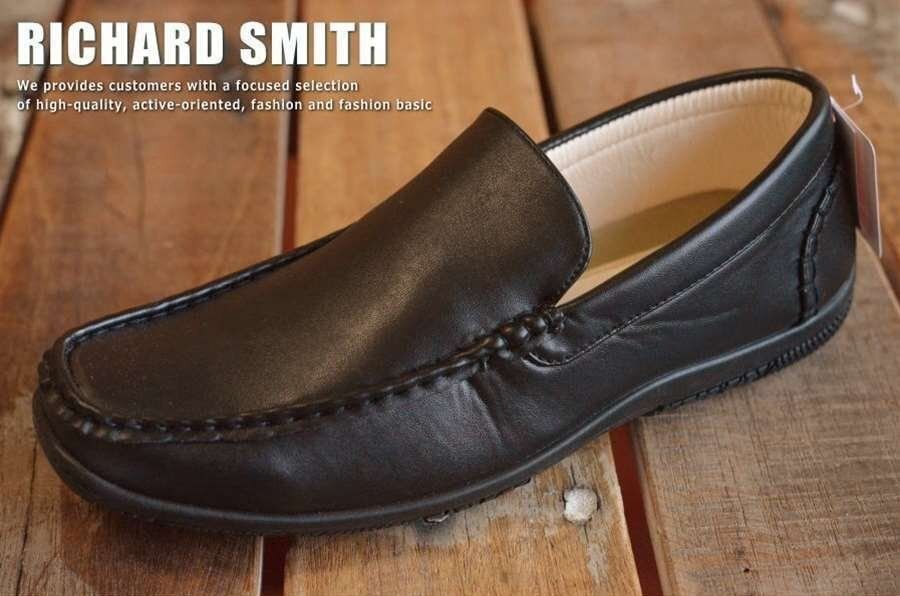 訳あり ドライビングシューズ シューズ メンズ スリッポン ローファー メンズ RICHARD SMITH 2015 ブラック 26.0cm / 新品 1円 スタート_画像1