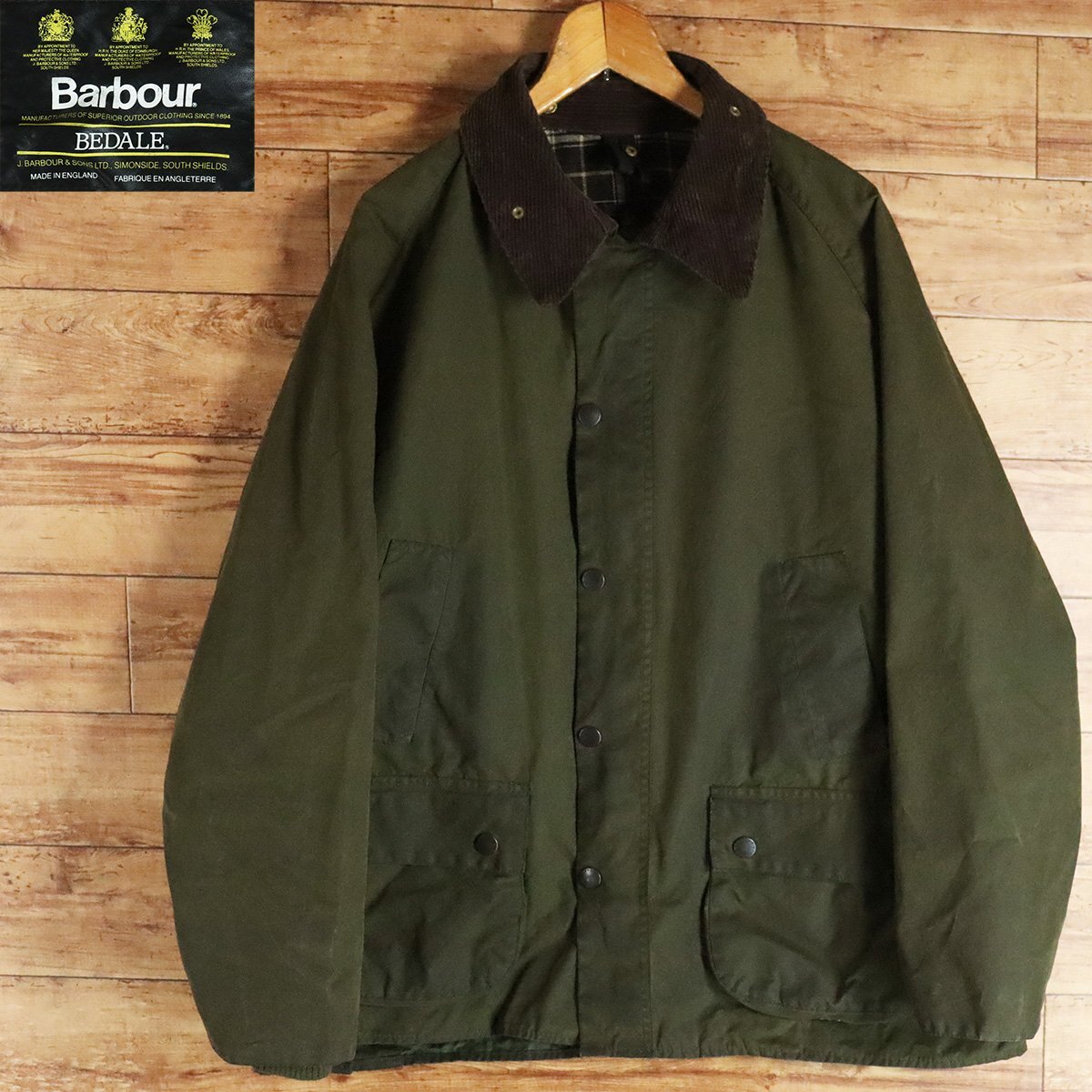 F4T/R3.15-3　　90s　ビンテージ　イギリス製　Barbour　バブアー　BEDALE　ビデイル　オイルドジャケット　3ワラント　C50　ハンティング_画像1