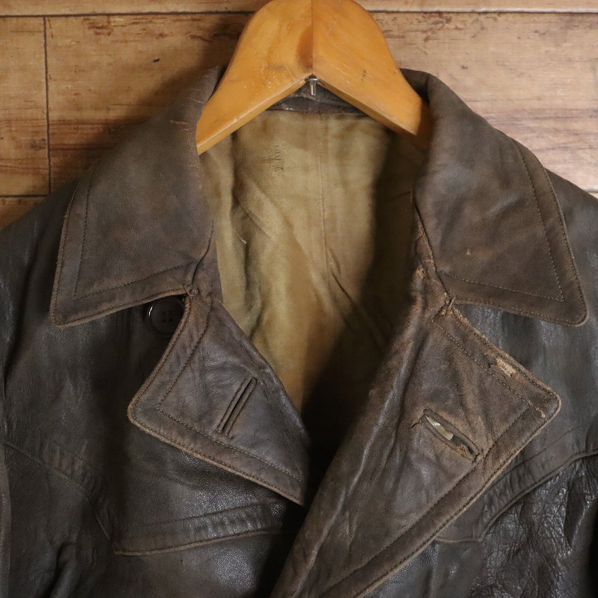 G1T/S3.20-4 40s~ Vintage euro leather car coat original leather leather jacket Vintage France Germany Italy 