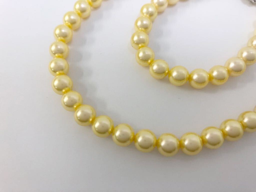 PREMIUM PEARL プレミアムパール ネックレス ブレスレット イヤリング セット 8mm 貝パール シェルパール_画像3