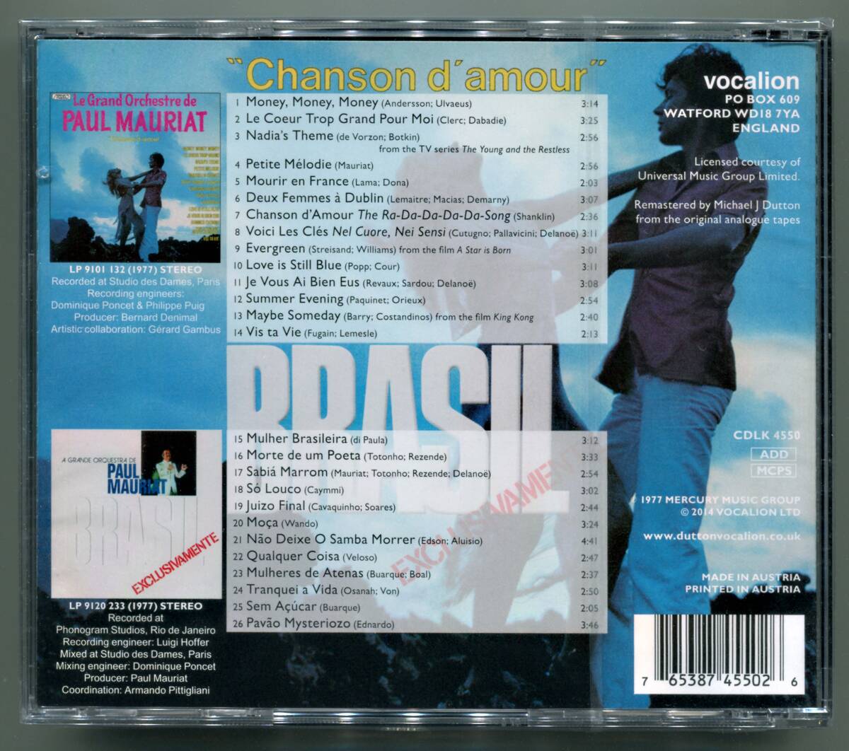 ☆送料込/未開封/ ポール・モーリア PAUL MAURIAT / Chanson D'Amour & Brasil Exclusivamente / 2in1CDの画像2
