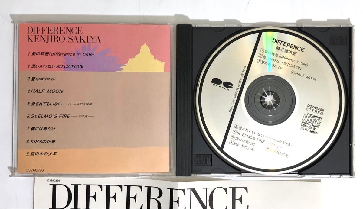 【中古CD 崎谷健次郎/DIFFERENCE 1stアルバム】1987年 キャニオン 品番 D32A0296◆シティポップ 和モノ