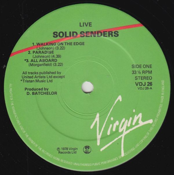 英 ブルース・ロック ソリッド・センダーズ LP Solid Senders ライブLP付 1978年の画像5